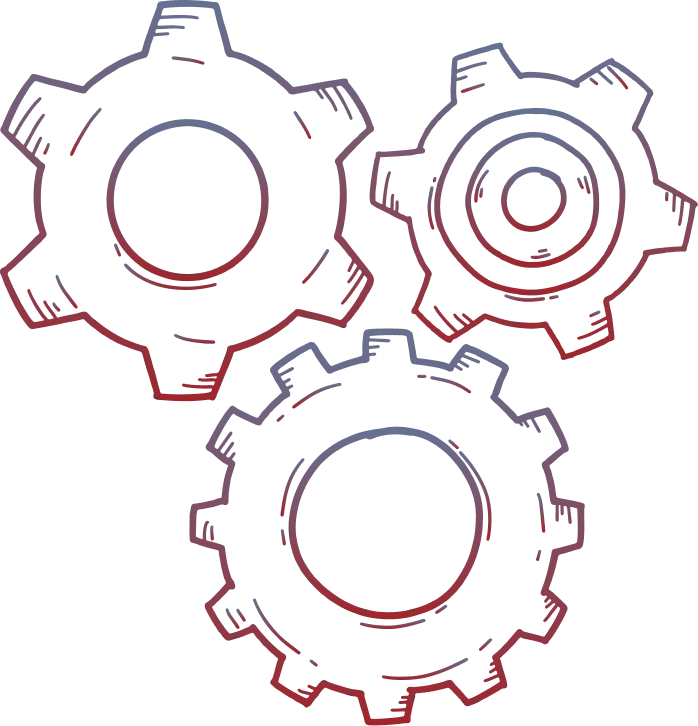 Hand-drawn sketch of interlocking gears
